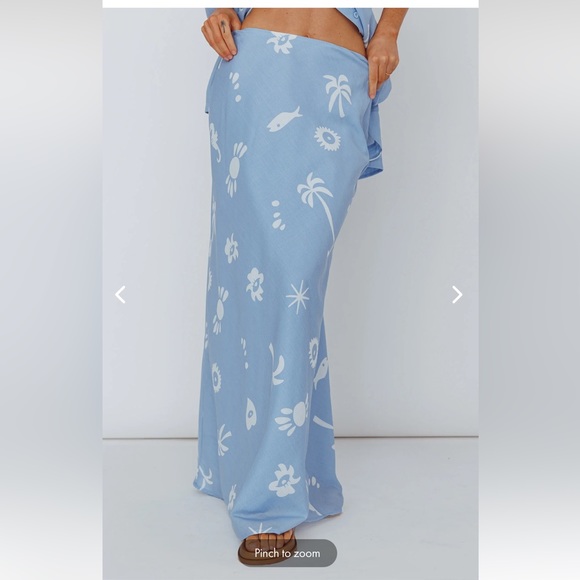 INDI LUXE LIGHT AURA MAXI SKIRT PRINT BLUE WHITE - Picture 1 of 6